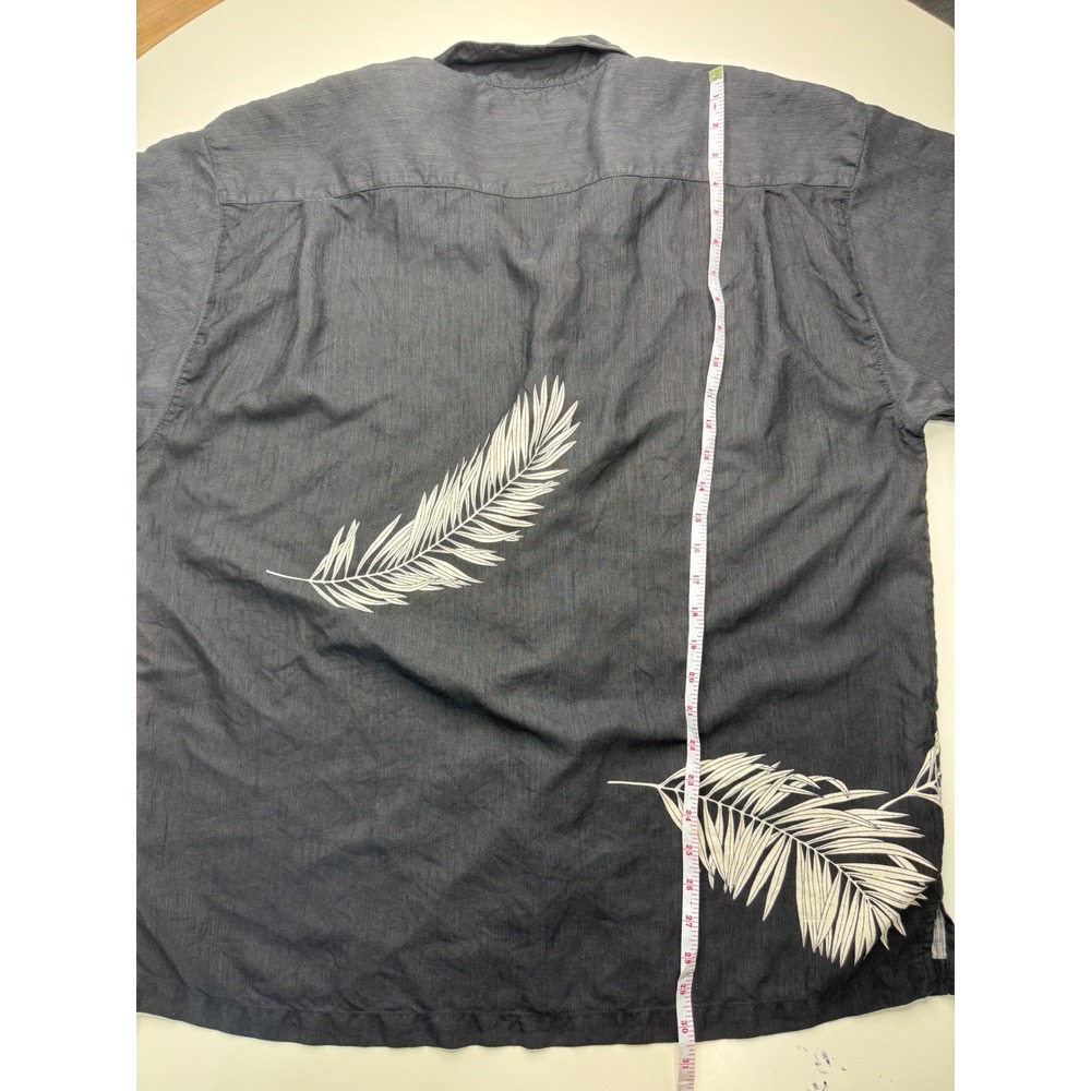 Tommy Bahama Mens XL Black 100% Silk Palm Leaf Shirt Short Sleeve - Picture 11 of 11